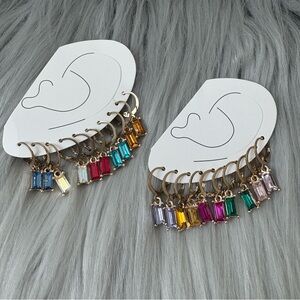 10 Pairs of Bright & Colorful Jewel Rhinestone Earrings